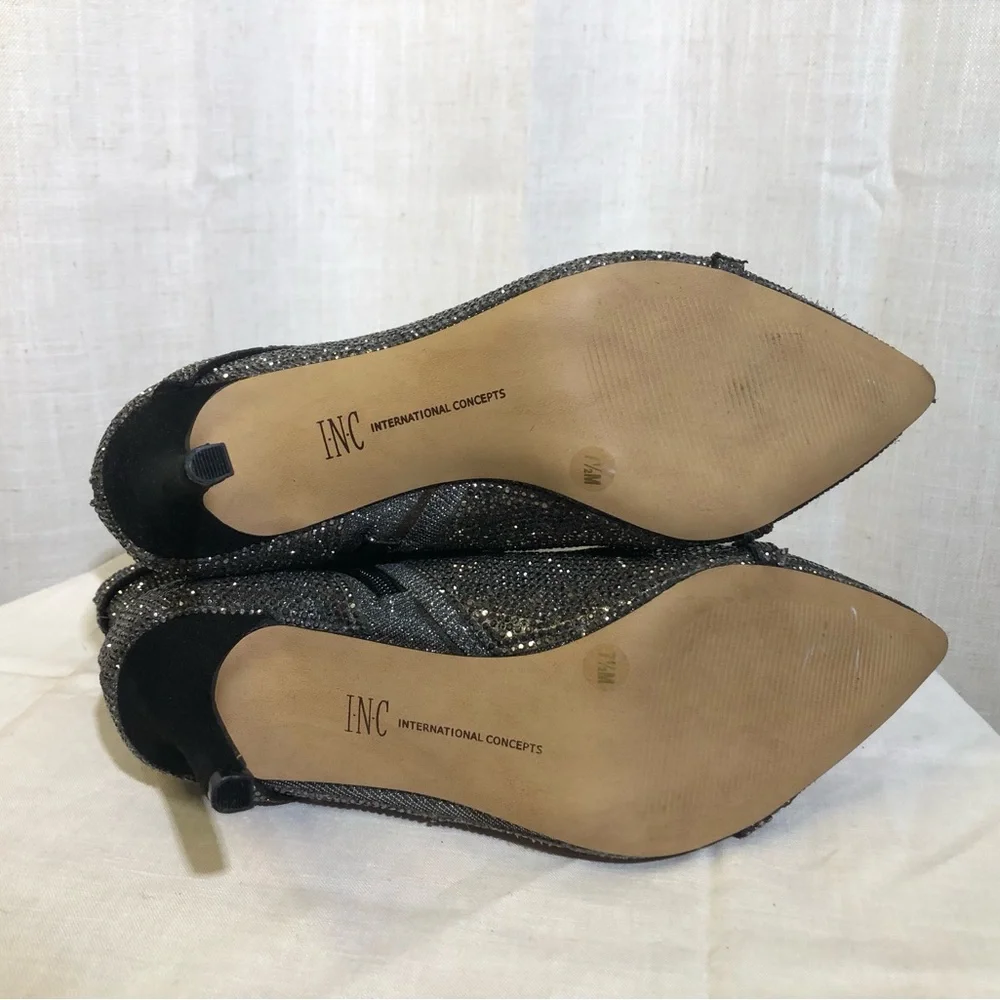 INC International Concepts Rhinestone Stiletto Ankle Boots w/ 3 tier Bow details